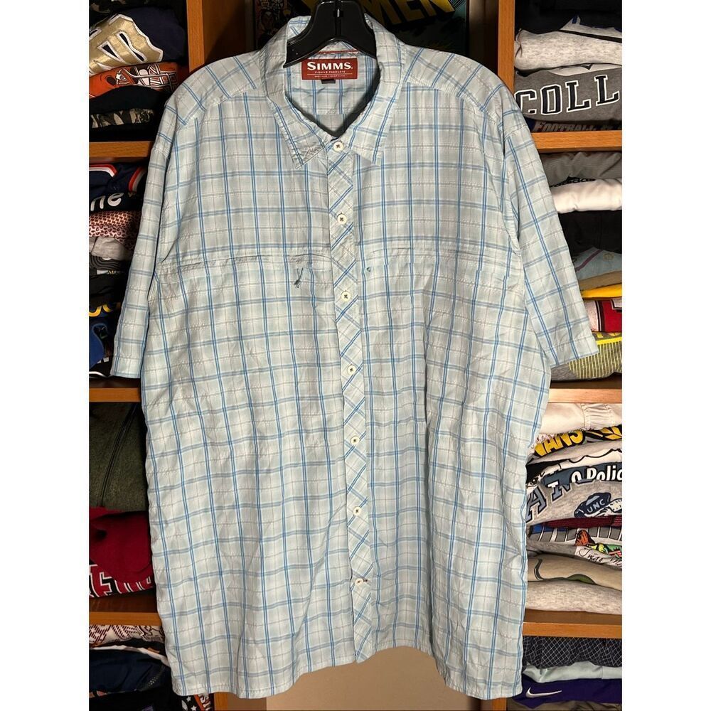 Simms Men’s Performance Plaid Short Sleeve Fishing Shirt 2XL